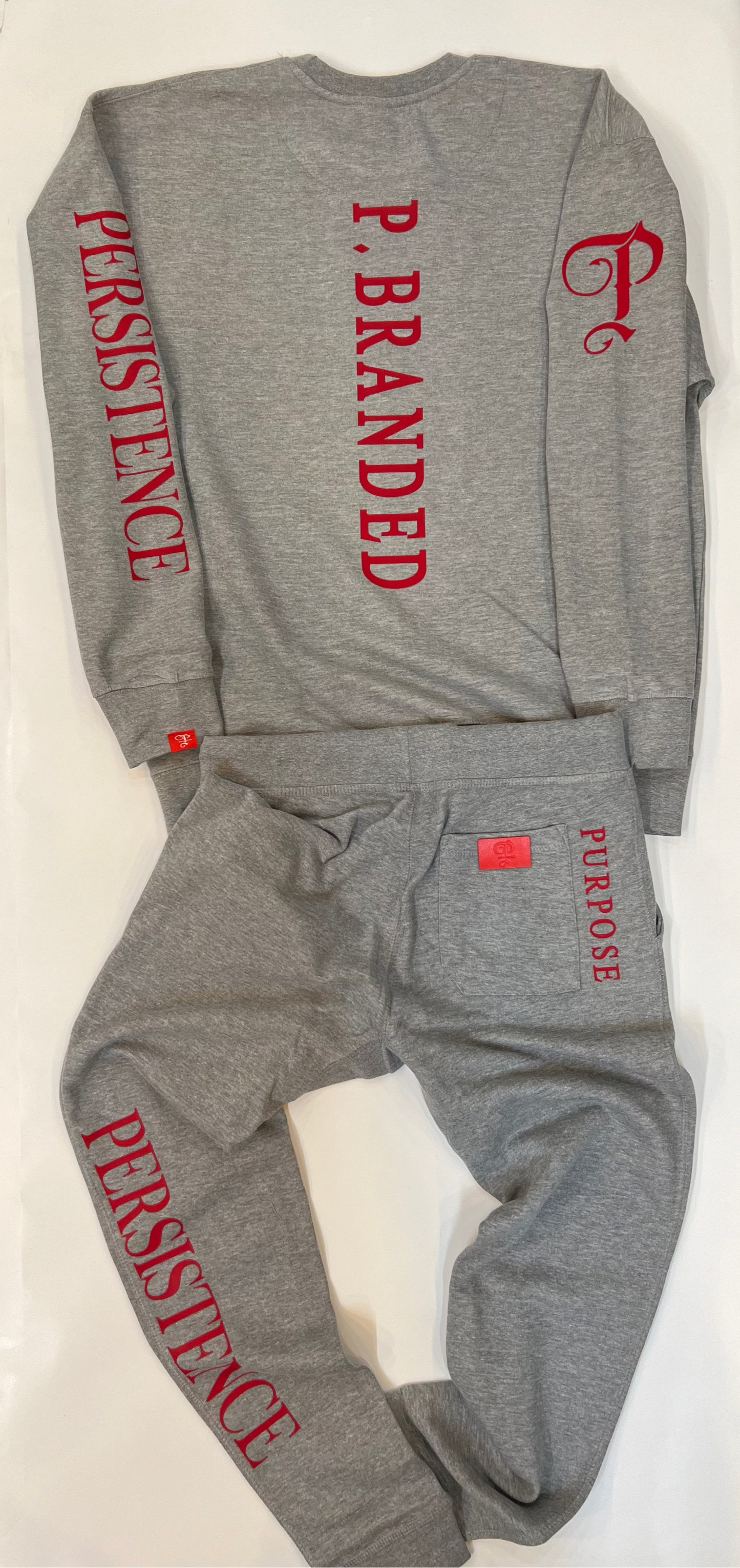 P BRANDED "Purpose" Full Outfit Design '25 - Grey / Red Print