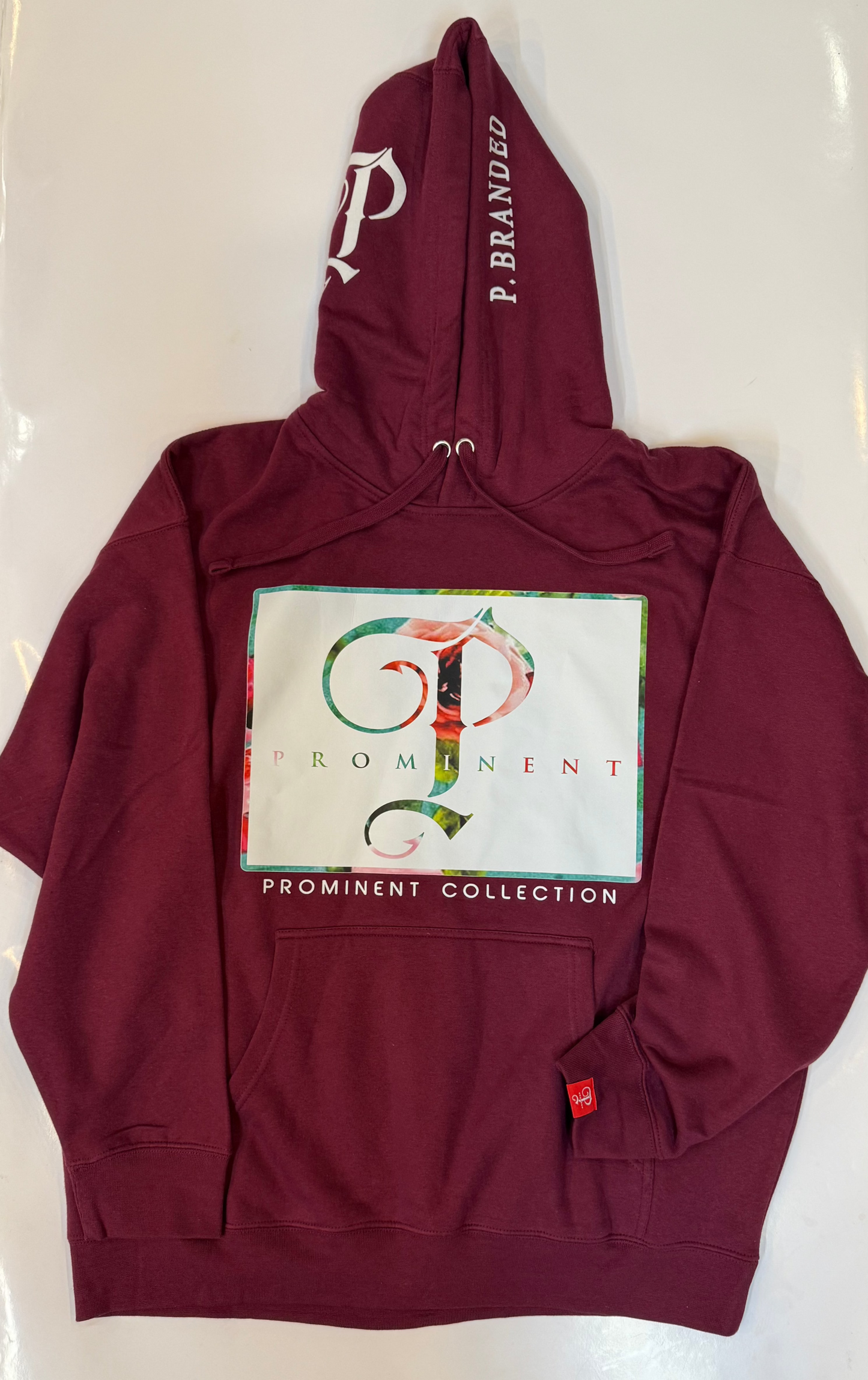 P BRANDED "Prominent" Rosé Hoodie - Burgundy