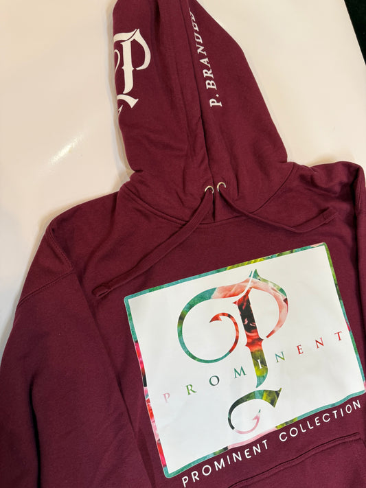 P BRANDED "Prominent" Rosé Hoodie - Burgundy