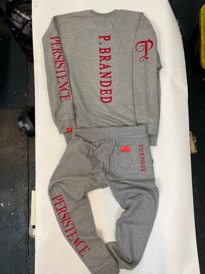P BRANDED "Purpose" Full Outfit Design '25 - Grey / Red Print