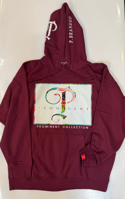 P BRANDED "Prominent" Rosé Hoodie - Burgundy