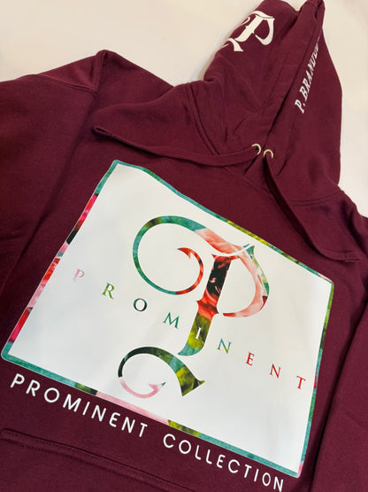 P BRANDED "Prominent" Rosé Hoodie - Burgundy