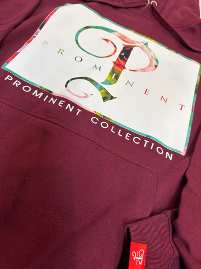 P BRANDED "Prominent" Rosé Hoodie - Burgundy